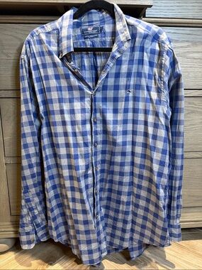 Vineyard Vines Blue and White Check Button-Down Shirt